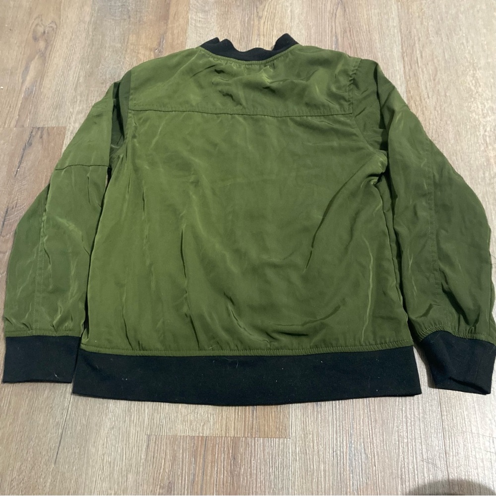 🌸 Sz 10/12 Kids Olive Green Bomber Jacket - Picture 3 of 5